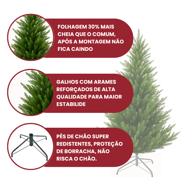 Árvore de Natal Pinheiro sem Led Montagem rápida