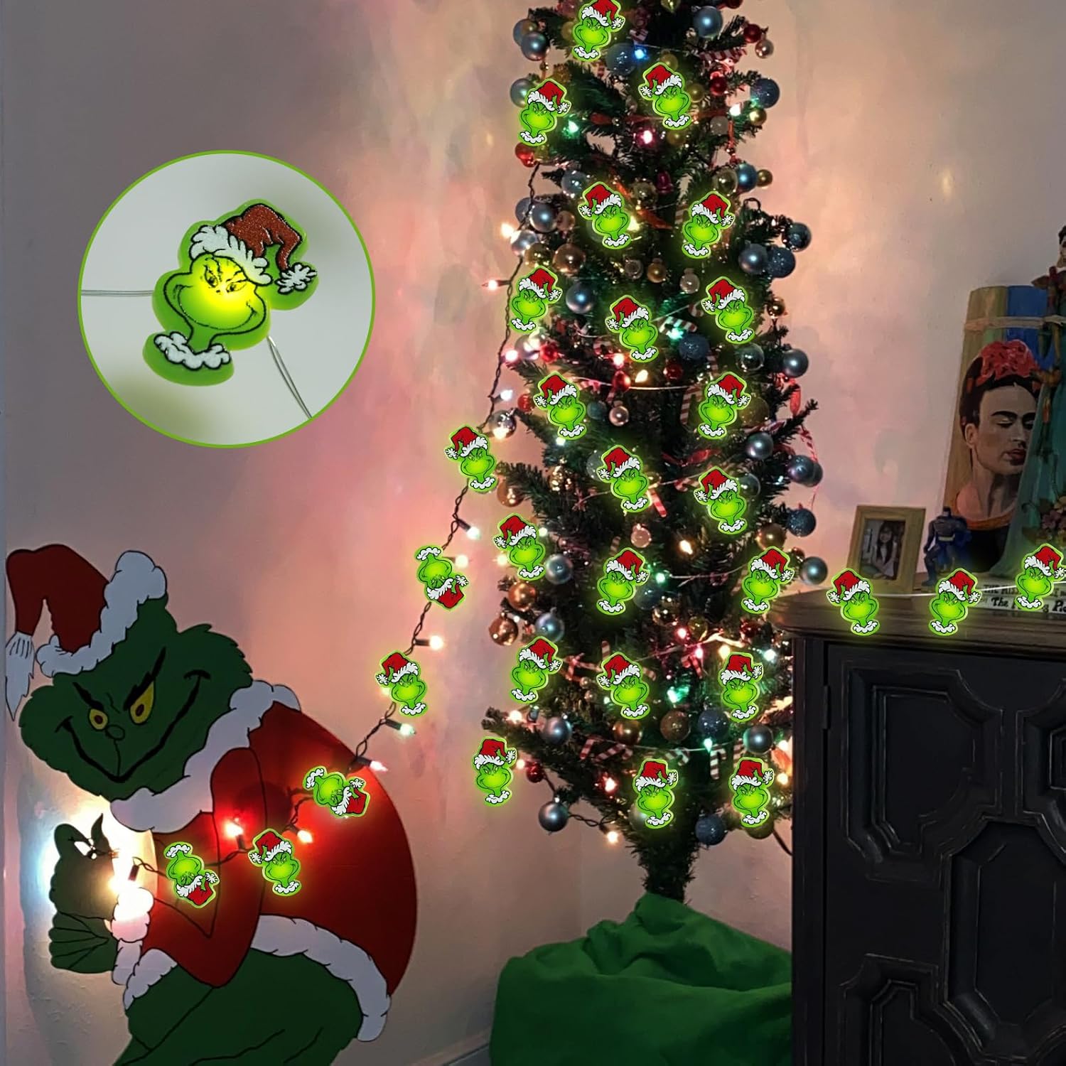 Luzes LED Verdes do Grinch – 40 Peças