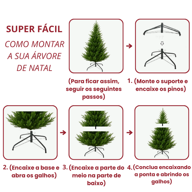 Árvore de Natal Pinheiro sem Led  Montagem rápida