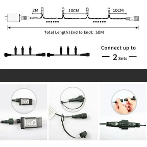 Luzes de Fadas Natalinas IP65 - Encanto e Magia em 50m