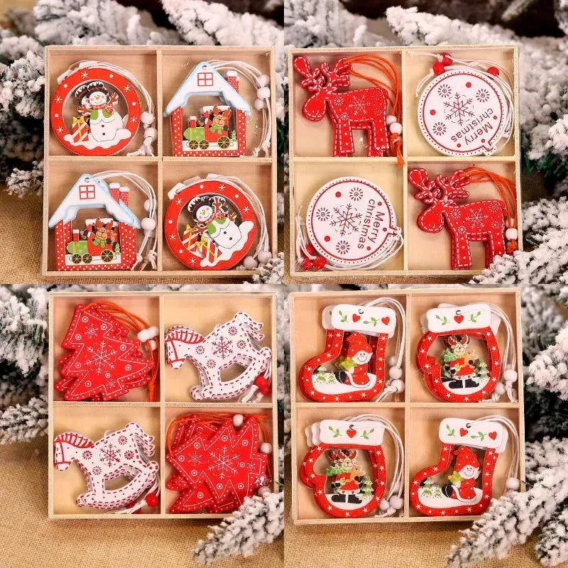 Enfeite Pendente para Árvore de Natal em Madeira